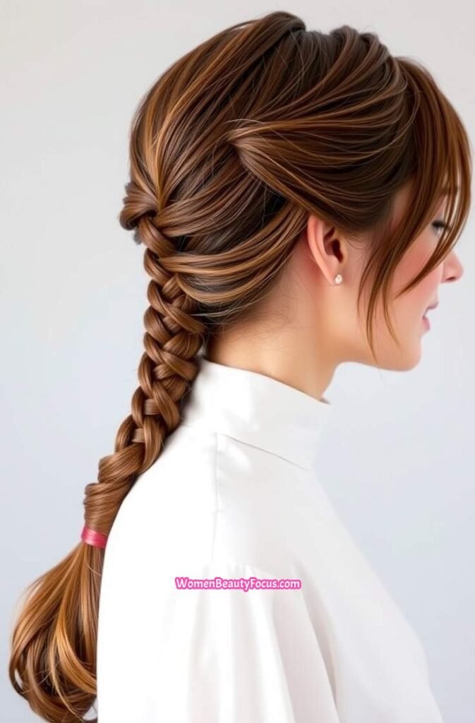 22. Loose Low Braid with Side Part Side View