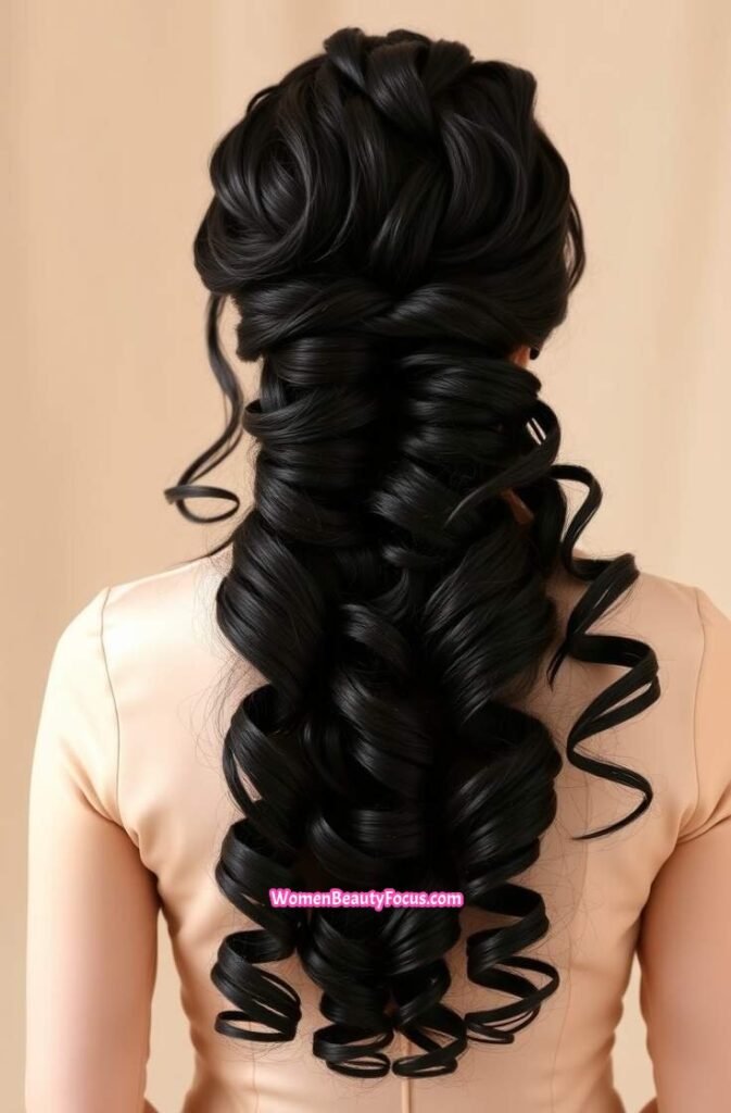 22. Pulled Back Curls with Twisted Detail Back View