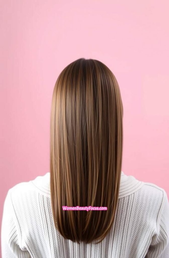 22. Side Parted Straight Cut Back View