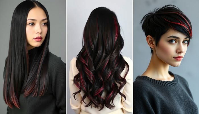 23 Black Hair with Red Highlights Styles