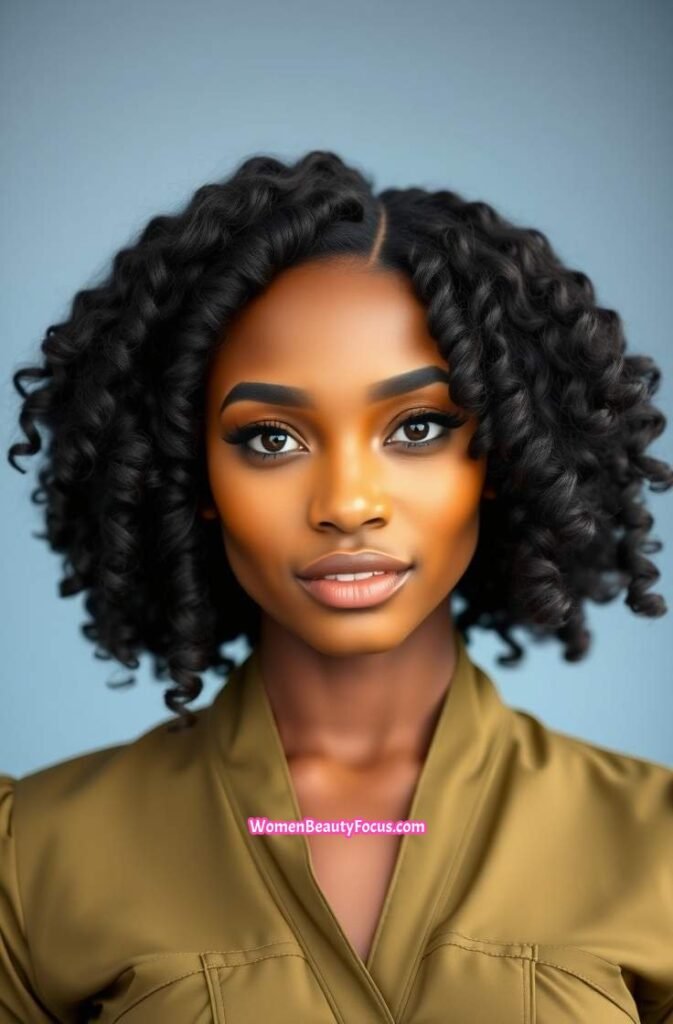 23. Defined Twist Out with Side Part Front View