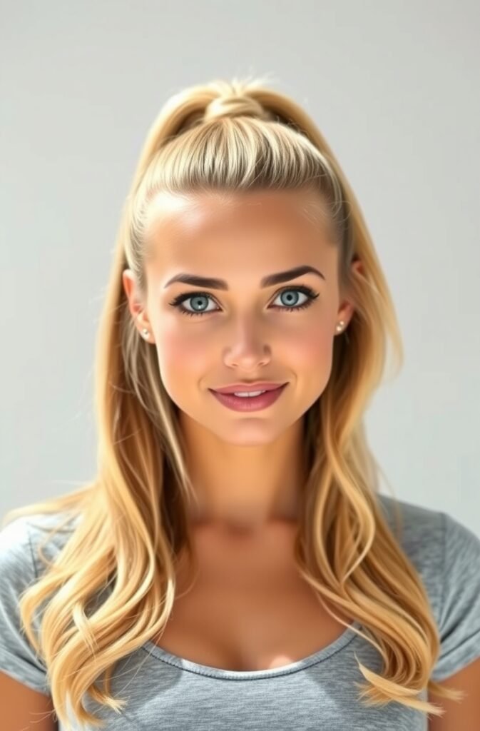 23. Half Up Sporty Ponytail Front View