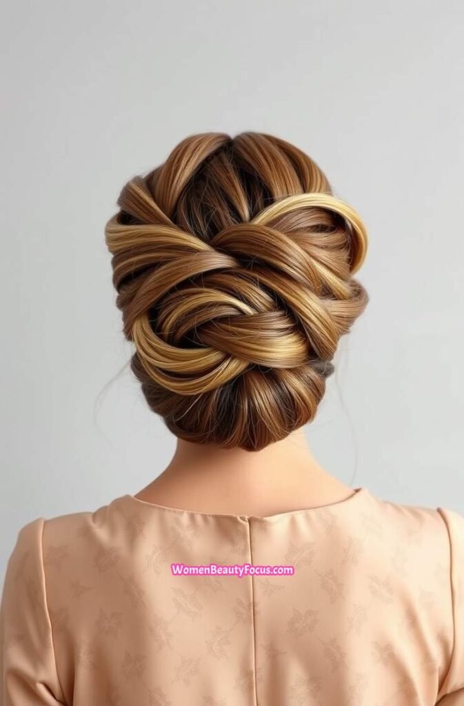 23. Intricate Twisted Updo FrontStraight View