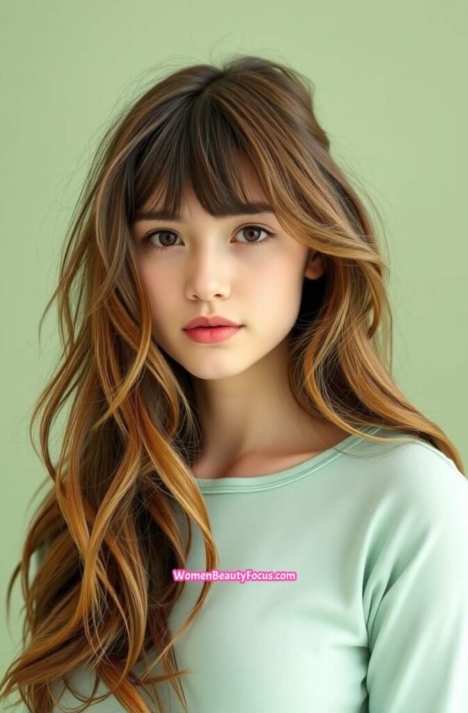 23. Long Tousled Layers with Wispy Bangs FrontStraight View