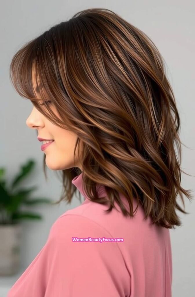 24. Soft Layered Shag with Curtain Bangs Side View