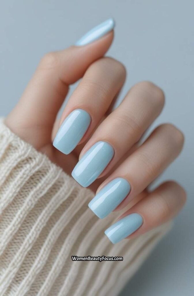 3. Baby Blue Short Square Nails