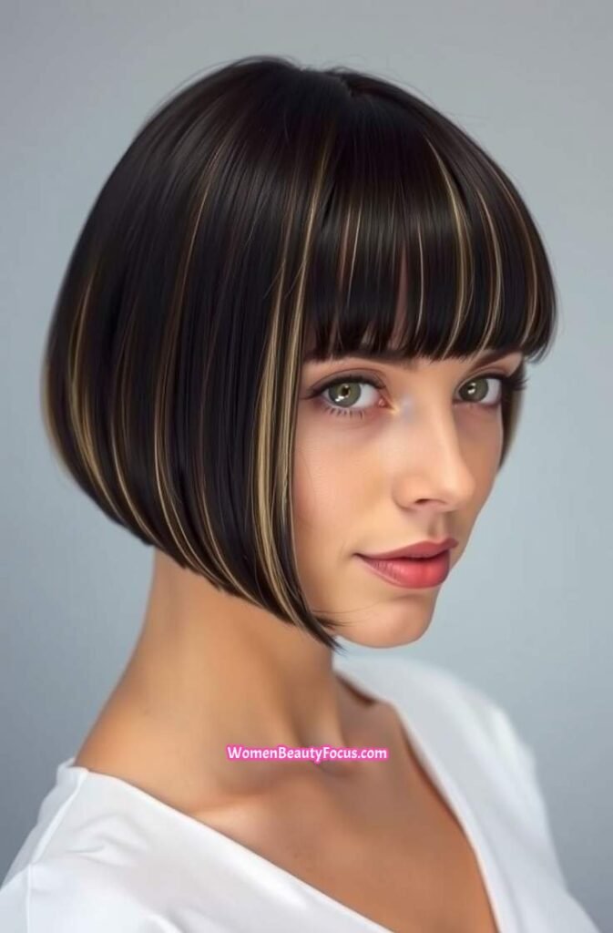 3. Chic Blunt Bob with Face Framing Highlights Front View 1