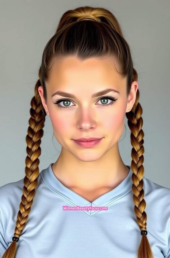 3. Dutch Braids into Ponytail Front View
