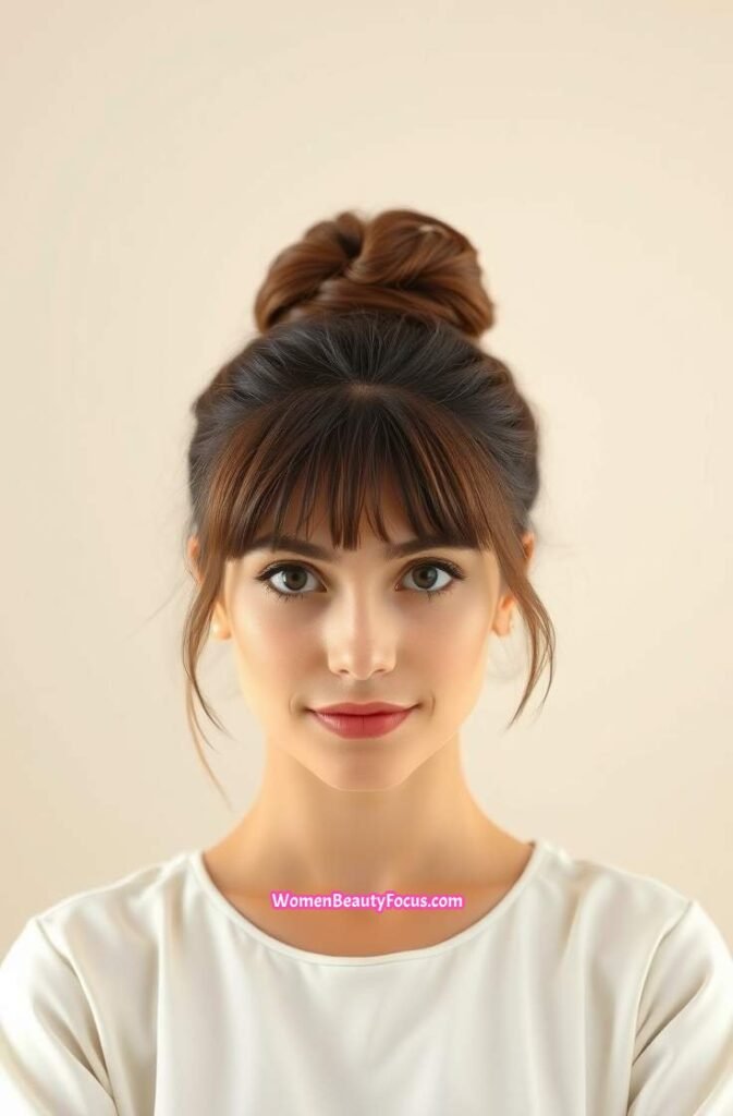 3. High Bun with Soft Layers FrontStraight View