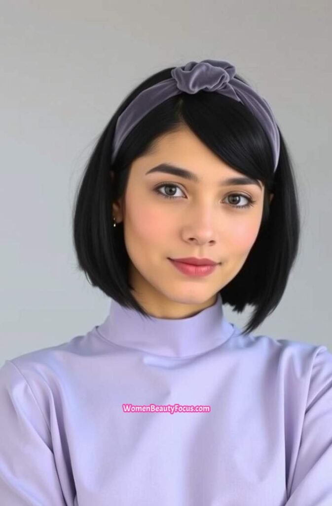 3. Knotted Headband with Sleek Bob Front View