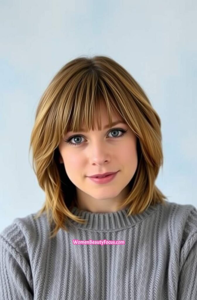 3. Medium Shag with Curtain Bangs FrontStraight View