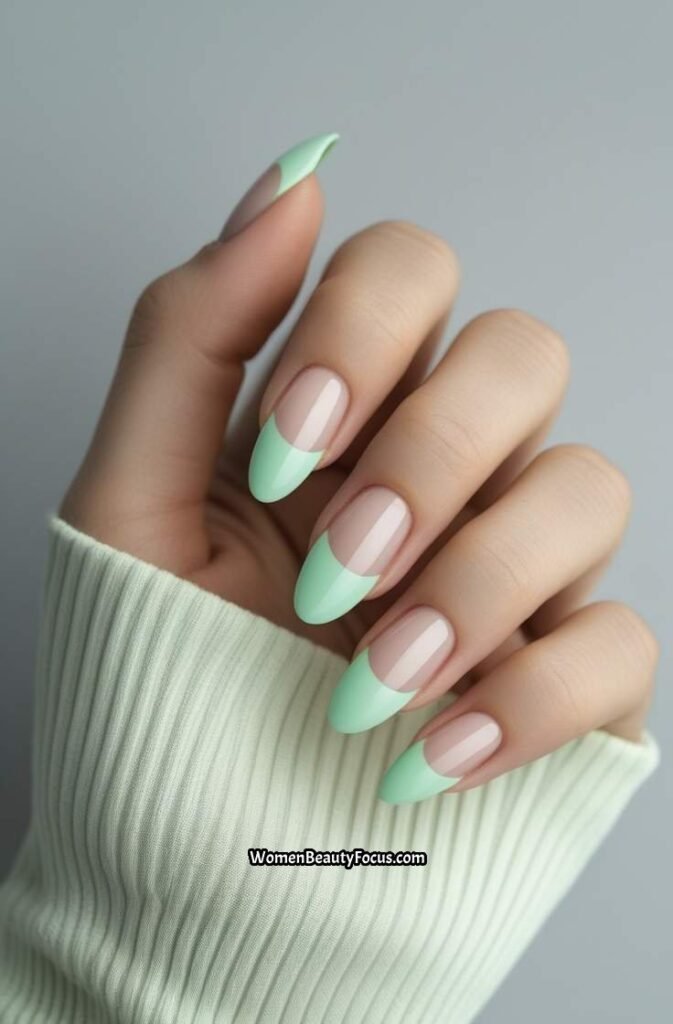 3. Mint Green French Tips