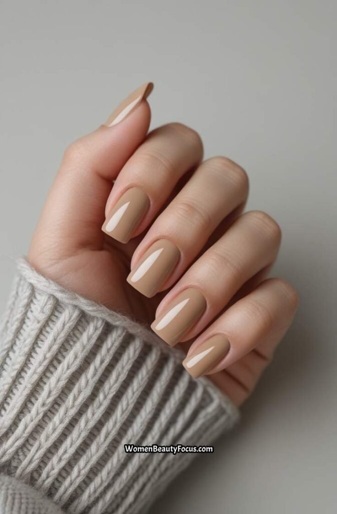 3. Neutral Beige Short Nails