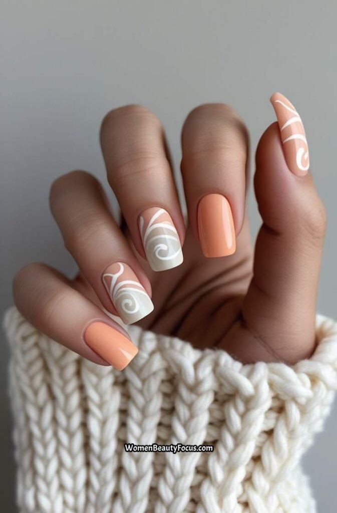 3. Peachy Short Coffin Nails