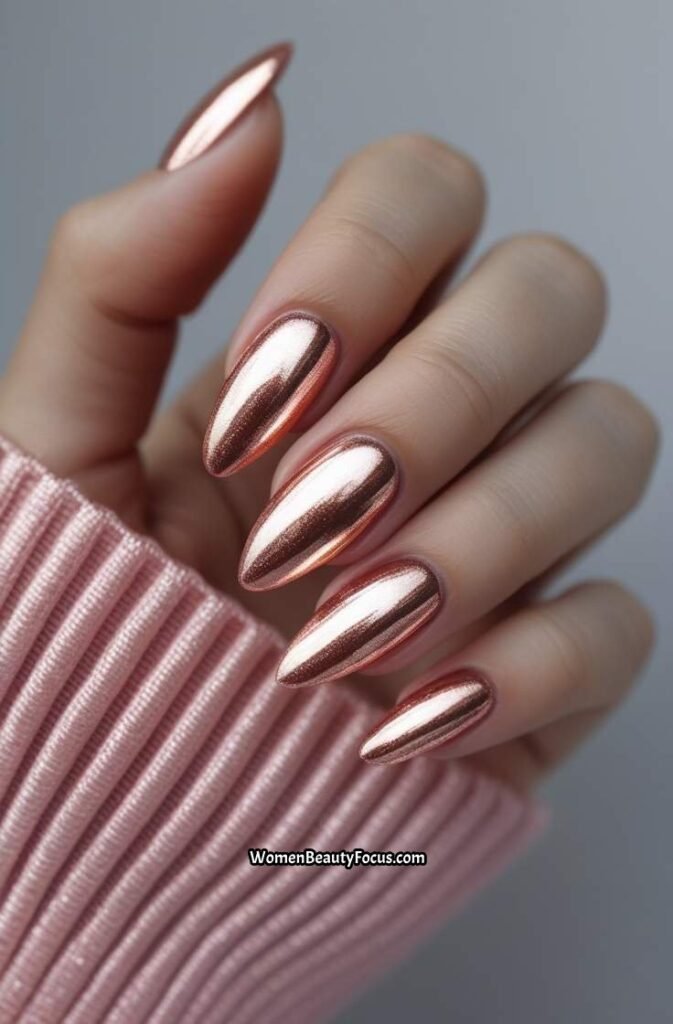 3. Rose Gold Cat Eye Nails