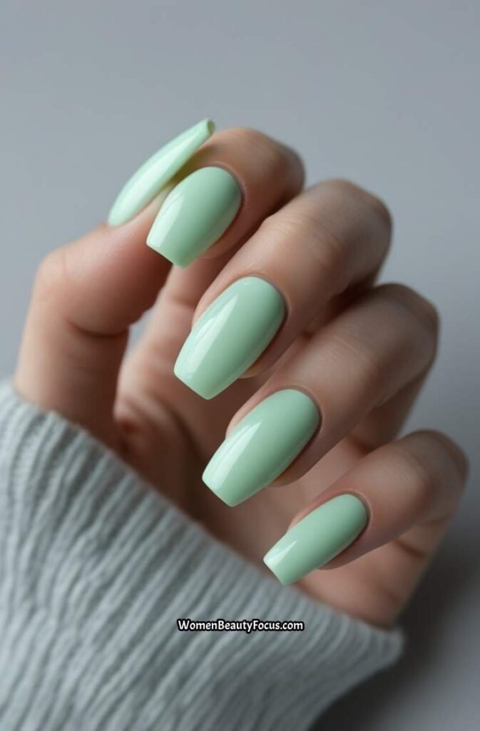 3. Soft Mint Green Short Nails