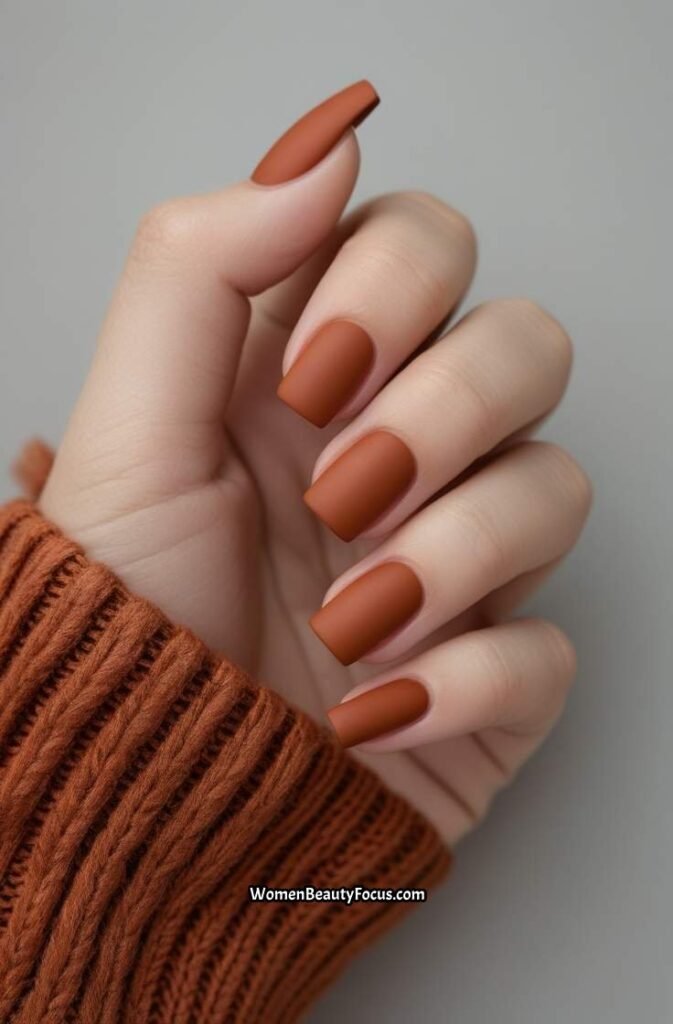 3. Warm Terracotta Nails with a Matte Finish
