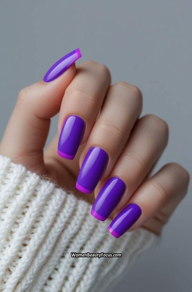 4. Bold Purple French Tips