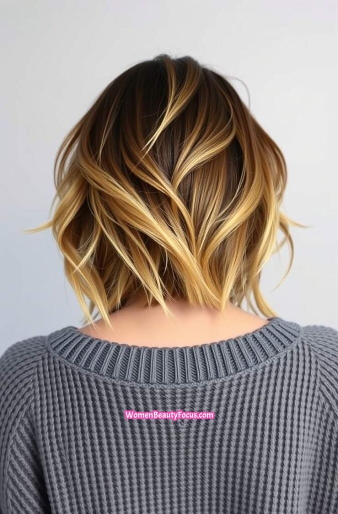 4. Casual Side Part with Messy Waves Back View