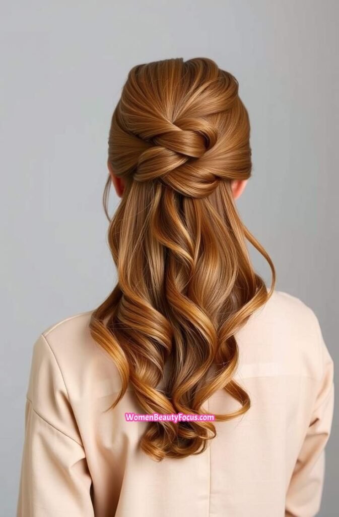 4. Cinnamon Half Up Twist with Loose Ends Back View