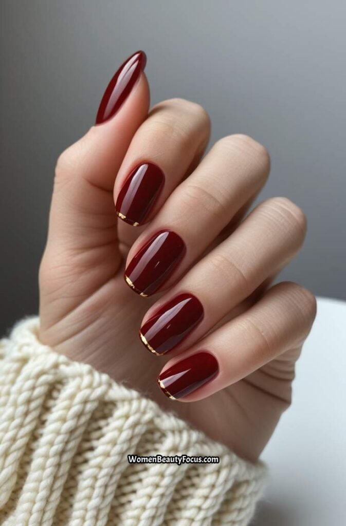 4. Classic Red Nails with a Twist of Gold