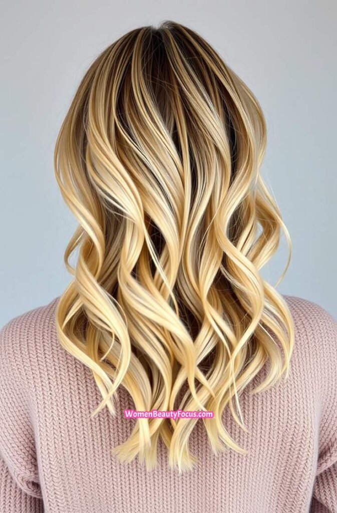 4. Golden Blonde with Beachy Texture Back View