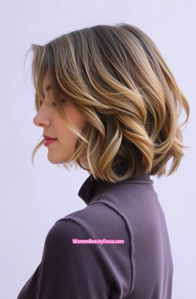 4. Layered Lob with Loose Waves Side View