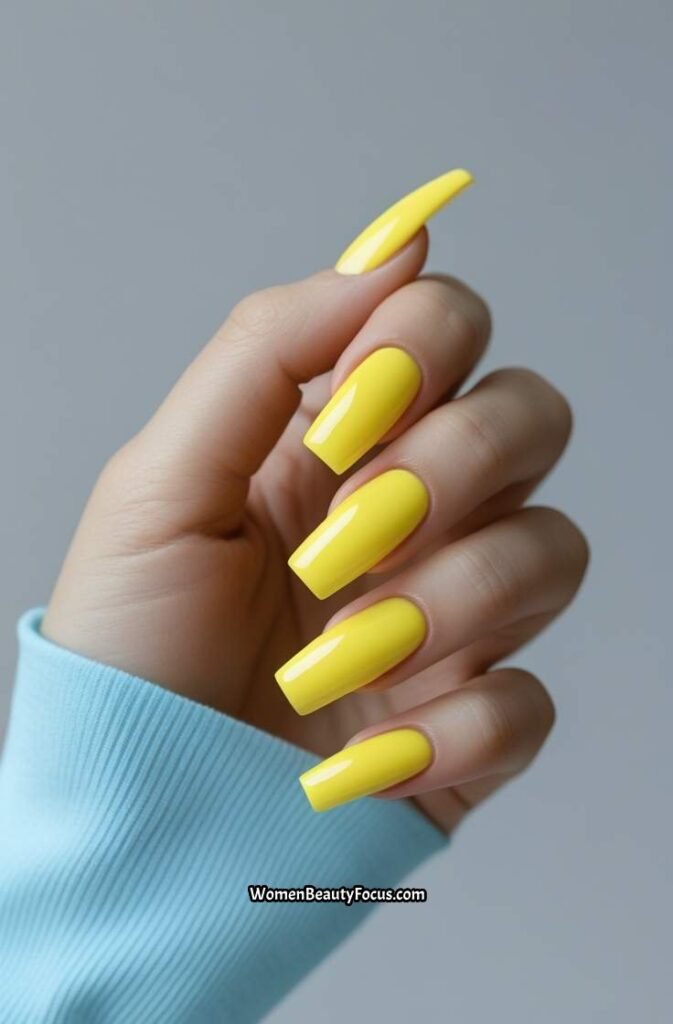 4. Lemon Yellow Acrylic Nails