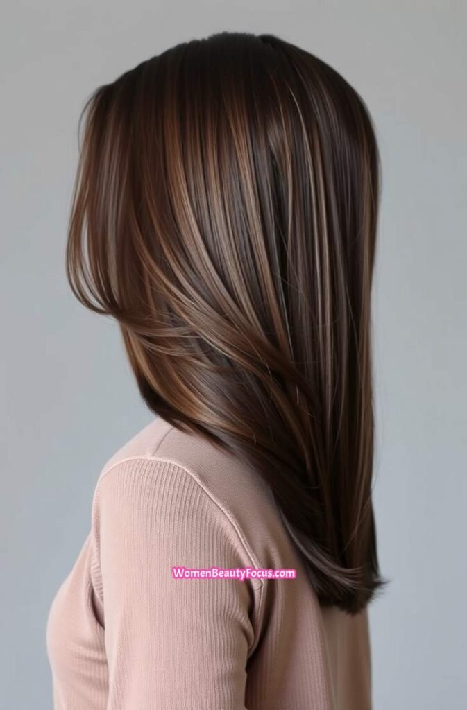 4. Long Sleek Layers with a Blunt Cut Base Side View