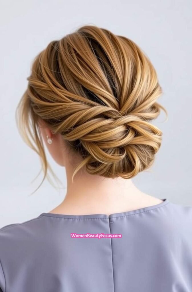 4. Loose Messy Bun with Twists Back View