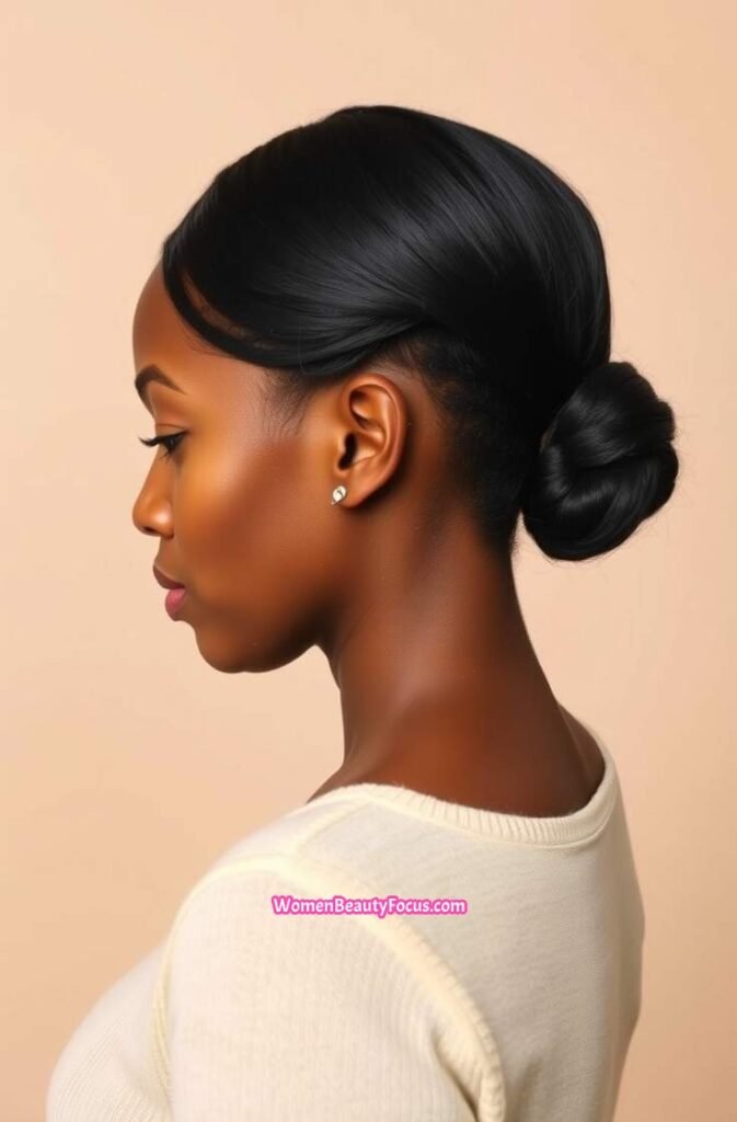 4. Low Puff with Laid Edges Side View