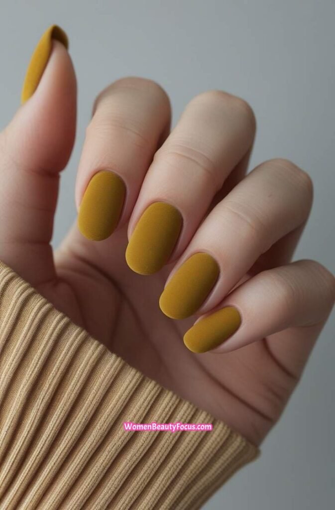 4. Matte Mustard Yellow Nails