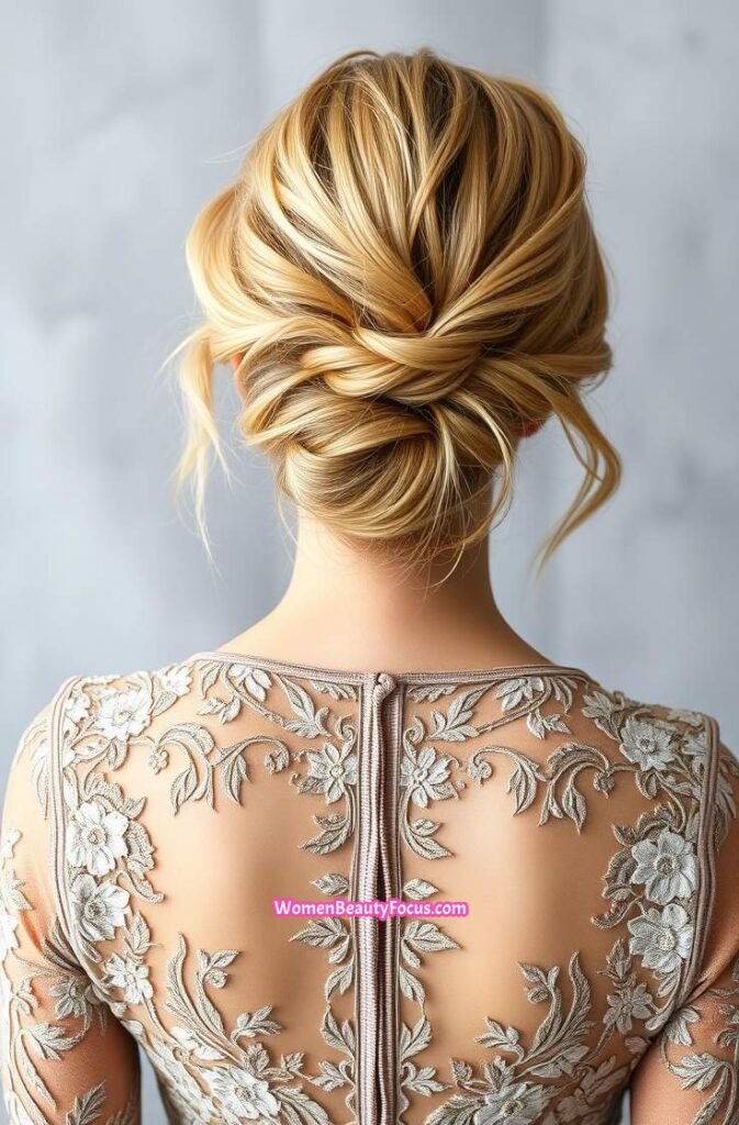 4. Messy Romantic Bun Back View