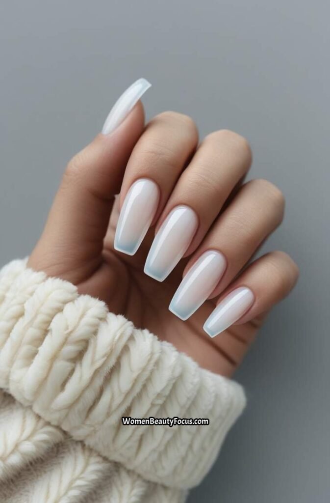 4. Milky White Gel Nails with Sheer Shine