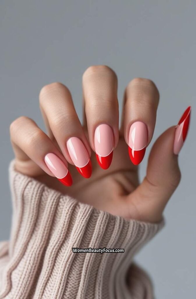 4. Red French Tips on Squoval Nails