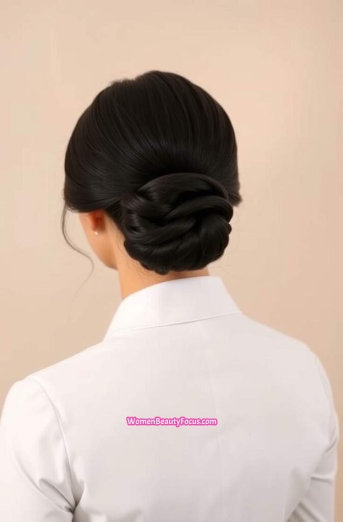 4. Sleek Chignon Bun Back View
