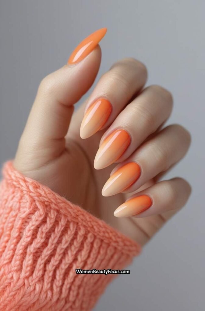 4. Soft Peach and Orange Gradient Nails