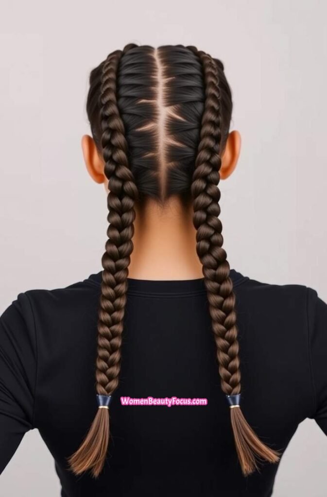 4. Twin Dutch Braids Back View
