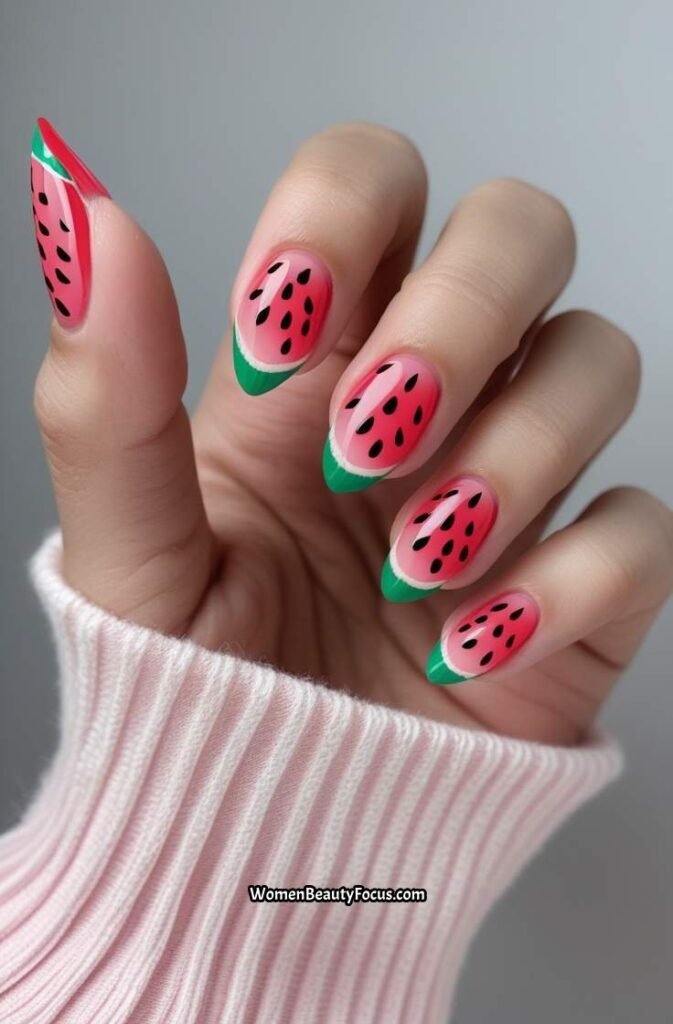 4. Watermelon French Tips