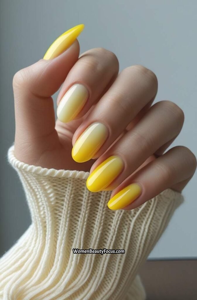 4. Yellow Ombre Nails