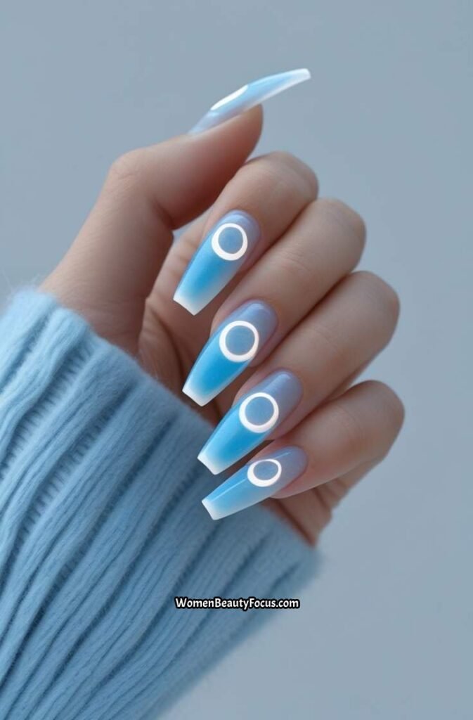 5. Blue Aura Nails with White Glow