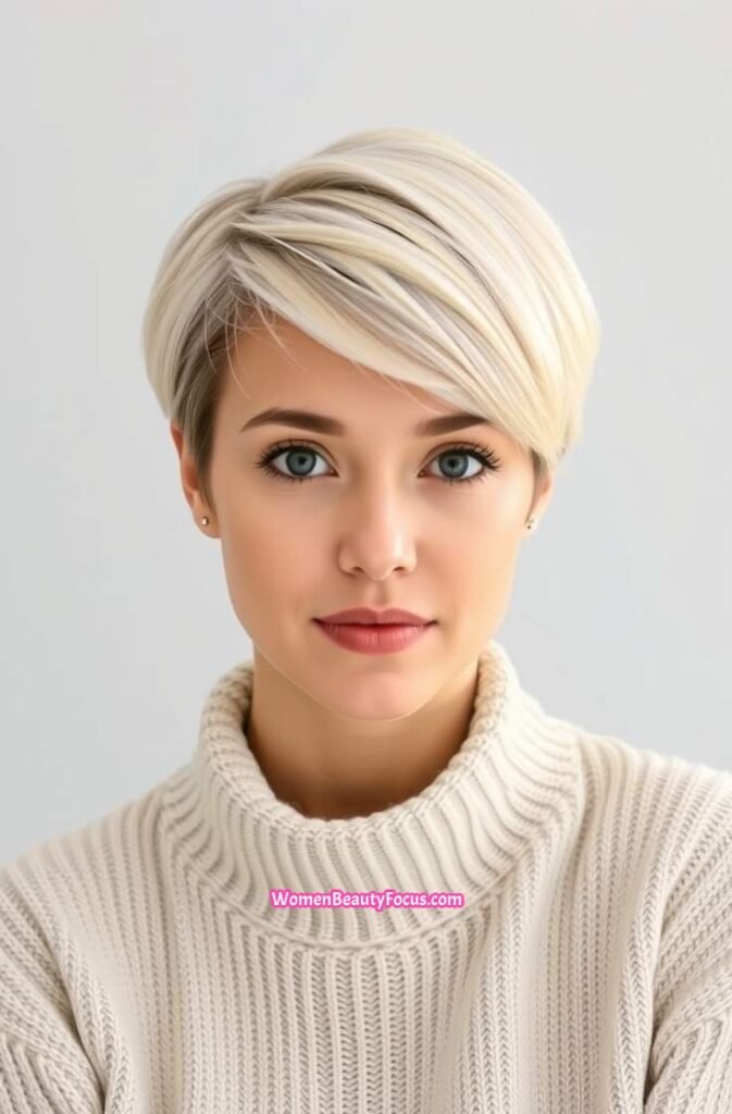 5. Classic Pixie Cut with Soft Side Swept Bangs FrontStraight View