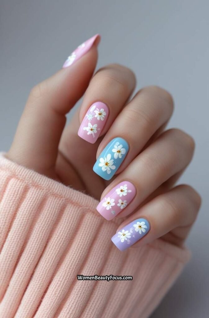 5. Colorful Floral Nail Art for a Feminine Touch