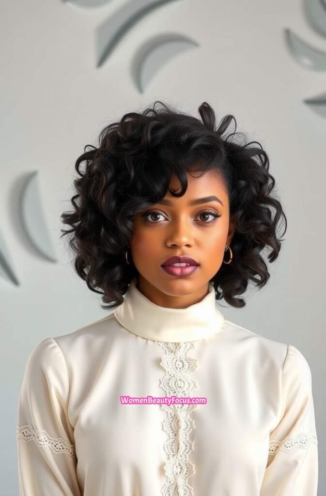 5. Curly Bob with Defined Layers Front View