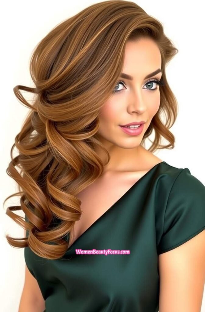 5. Glamorous Side Swept Curls Front View