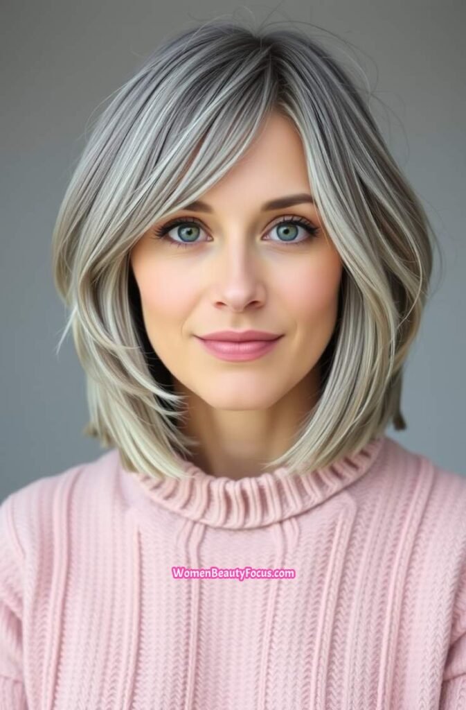 5. Grey Bob with Soft Layers FrontStraight View 1