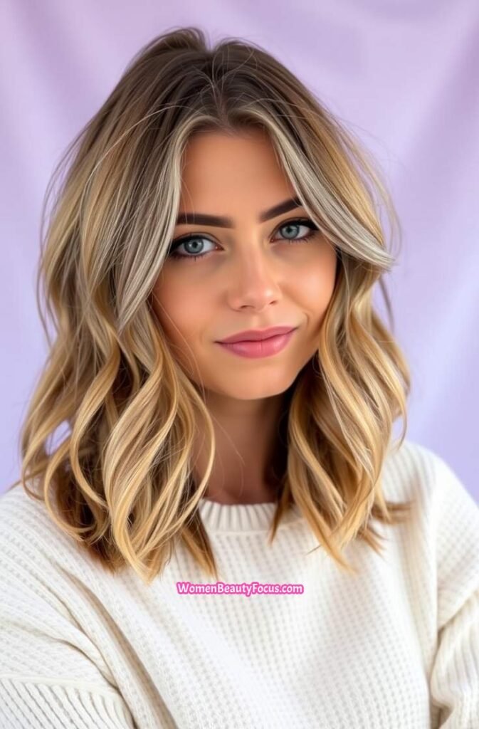 5. Layered Lob with Soft Waves FrontStraight View