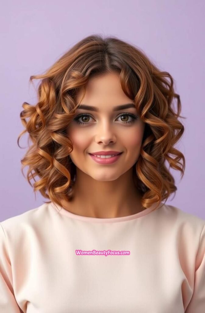 5. Shaggy Bob with Loose Curls FrontStraight View