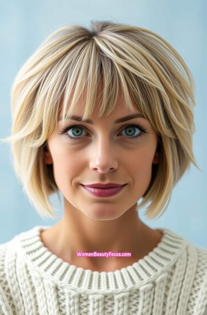 5. Short Bob with Feathered Ends FrontStraight View