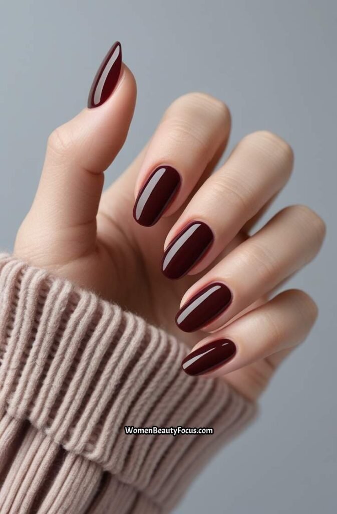 5. Short Cherry Brown Gel Nails